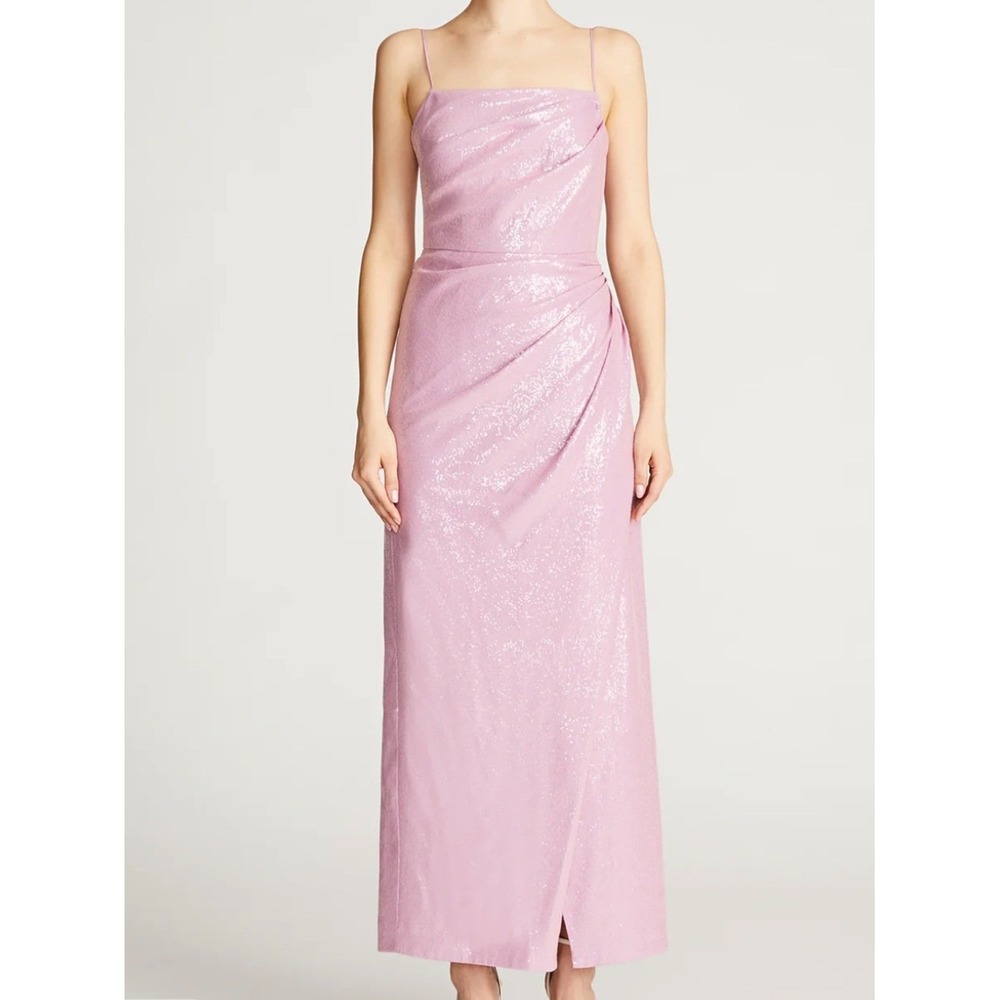 Halston Heritage Alania Wisteria Pink Sequin Maxi Gown Dress Size 4 NWT
